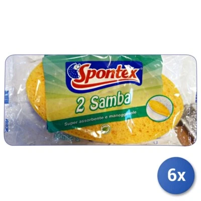 6x Spugna Cucina Ovale Gialla Samba 2 Pezzi Spontex