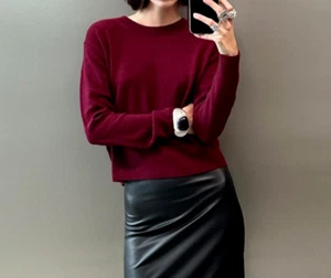 Zara 100% Kaschmir Basic Rundhals Pullover Burgund Gr. S Small 2893/113 Neu - Bild 1 von 12