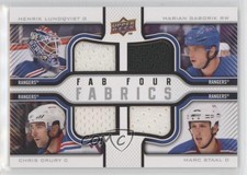 2009 Upper Deck Fab Four Fabrics Henrik Lundqvist Marian Gaborik Chris Drury HOF