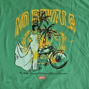 VTG Akoo Shirt Mens T-shirt Large Pin Up Graphic Green Motorcycle Island wear  - Picture 1 of 10