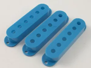 Set of 3 BLUE PICKUP COVERS 52mm spacing for Stratocaster electric guitars - Picture 1 of 3