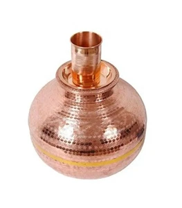 Indian Handmade Heavy Gauge 100% Pure Copper Water Matka With 1 Tumbler and Lid - Picture 1 of 5