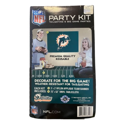 Kit de fiesta puerta trasera Miami Dolphins con pancarta y mantel Foto 1 de 2
