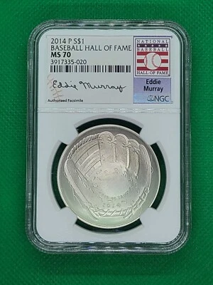 2014 P S$1 Baseball Hall Of Fame MS 70 Eddie Murray NGC graded  - Image 1 of 4