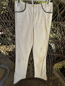 Vintage Mary-Kate and Ashley White Pants w/Black Stripe & Ankle Slit - Girls 8 - Picture 1 of 9