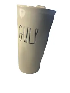 Rae Dunn Magenta Ceramic GULP Travel w Lid tall 7" Coffee Mug/ Tea Cup - Picture 1 of 5