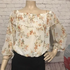 Abercrombie & Fitch Damen Body Schulterfrei Chiffon Gr. Medium, Elfenbein - Bild 1 von 8