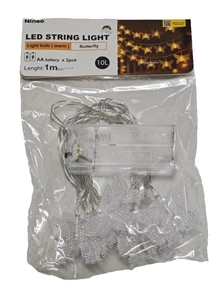 10 Yellow Battery Operated LED Lights with Butterfly Shades  for Christmas (1 m) - Picture 1 of 8
