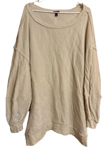Women's Oversized Distressed Crew Sweatshirt in Sandstone, Size 2X from Torrid - Picture 1 of 13