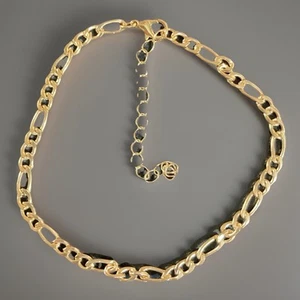 Tobillera/pulsera dorada clásica cadena Figaro ropa de playa 9-11” con bolsa de viaje NUEVA - Imagen 1 de 7