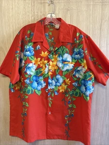 Vintage Kona Coast Men’s Hawaiian Shirt Size XL Red Single Stitch Tropical 70's - Picture 1 of 6