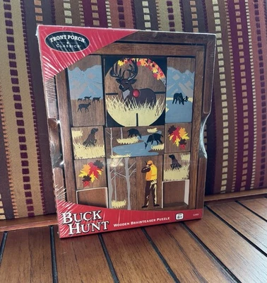 Buck Hunt 木制 Brainteaser 拼图前门廊经典-全新密封盒 — 第 1/4 张图片