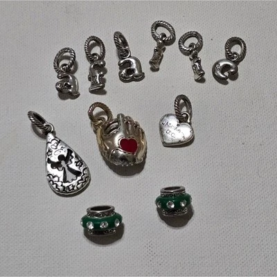 Brighton Bundle of Charms and Spacers Green Initial Angel baseball Glove lot - Image 1 of 4