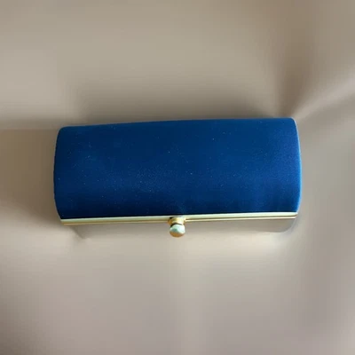 Bolso de mano vintage Lord and Taylor azul marino satinado Foto 1 de 4