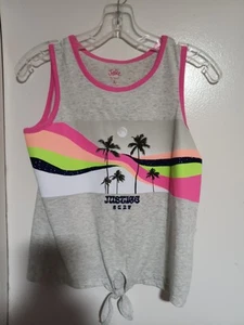 JUSTICE GIRLS TANK TOP PALM TREES GRAY SIZE 12-14 (L) NWT - Picture 1 of 3