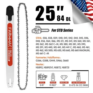 25'' Kettensägenschiene Kette 3/8'' 0,063'' 84DL für STIHL MS380 MS381 038 MS390 MS362 - Bild 1 von 7