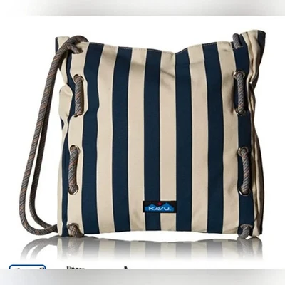 Bolso de Mano Kavu Roper Náutico de Lona a Rayas Azul y Crema Talla Mediana Usado en Excelente Condición Foto 1 de 4