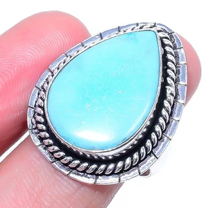 Sleeping Turquoise Gemstone Handmade 925 Sterling Silver Jewelry Ring Size 6.5 - Picture 1 of 4