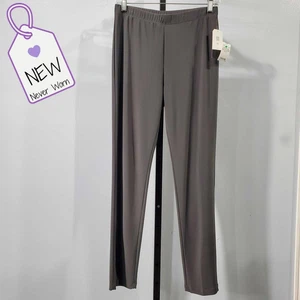Clara Sun Woo Pull On Skinny Knit Stretch Gray Pants Large NWT - Picture 1 of 6