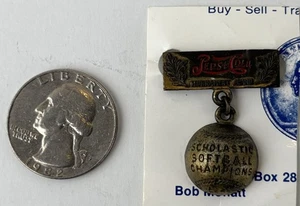 PEPSI COLA 1941 Tournament Award Scholastic Softball Champions WWII ERA PIN - Picture 1 of 2