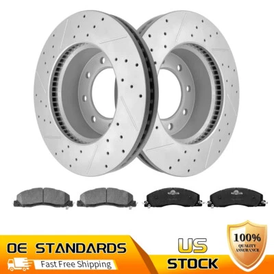 Front Drilled Brake Rotors Pads Kit for Ram 2500 3500 2011 2012 2013 - 2018 - Image 1 of 4