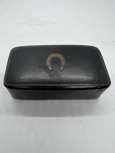Antique Black Lacquer Papier-Mache Snuff Tabaco Box Circa 1850 / Horseshoe Inlay - Picture 1 of 8