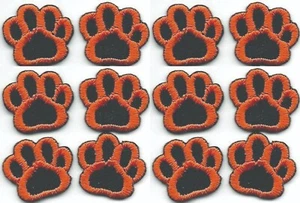 Orange Dog Paw Print Patch Embroidered Cut out Iron on Sew on (5/8") Lot of 12 - Picture 1 of 2