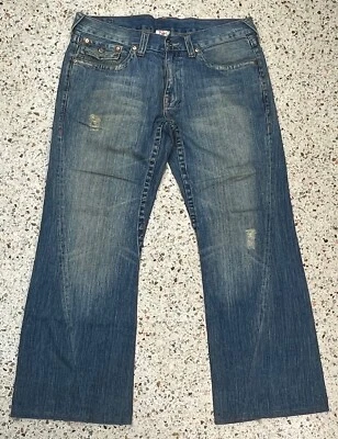 True Religion Joey Vtg Rare Y2K Men's Embroidered Peace Sign Jeans Size 39x30 - Image 1 of 4