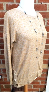 NEXT Size 12 Tan White Jumper Winter Holiday Thin Knit Evening Excellent L8 - Picture 1 of 7