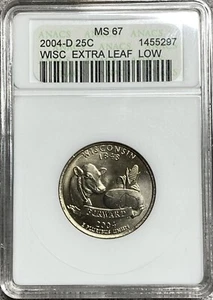 2004-D Wisconsin State Quarter Extra Leaf Low ANACS MS67 - Picture 1 of 4