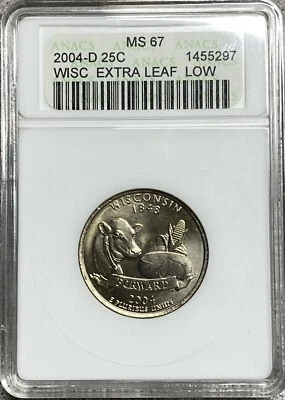 2004-D Wisconsin State Quarter Extra Leaf Low ANACS MS67 - Image 1 of 4