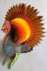 Vtg Honeycomb Diecut Tissue Paper Thanksgiving Turkey 14" Decoration Beistle? - Picture 1 of 4
