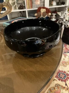 Vintage Black Glass Rose Bowl—- Missing Flower Frog - Picture 1 of 5