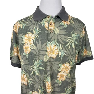 Island Blue Polo Shirt Mens Size Large Multicolor Floral Cotton Short Sleeve - Picture 1 of 9
