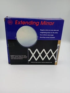 New in Box Vintage Chrome Extending Mirror 2-Sided Wall Mounted Retro - Picture 1 of 6