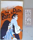 1965 Joan Baez, Bob Dylan Handbill + Concert Ticket, Syria Mosque, Pittsburgh PA