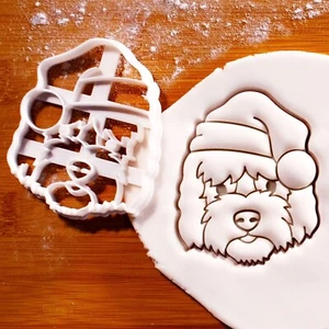 Santa Goldendoodle Cookie Cutter - Christmas dog treats adoption rescue xmas vet - Picture 1 of 8