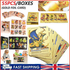 Pokemon Gold Foil Cards - Pack Of 55 Pcs TCG Deck Gold Foil Assorted Card Gift