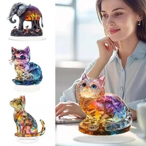 Colorful Kitten Desktop Standing Decoration Cat 2D ✨l Decoration For Home L19C - Picture 1 of 19