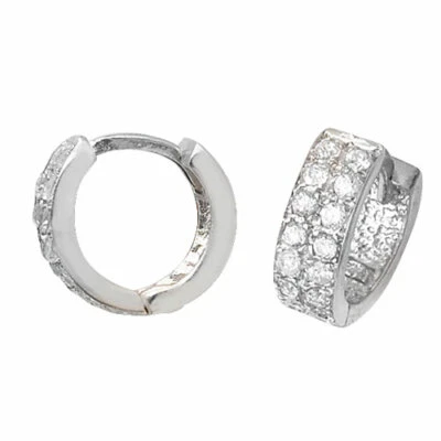 Uomo Stretto Cerchio Orecchino Zircone Cubico Massiccio Argento Sterling da Uomo - Immagine 1 di 3