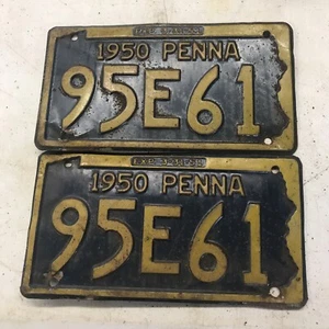1950 Matching Pair Of Pennsylvania License Plates - Picture 1 of 7