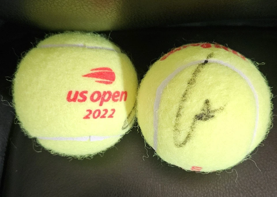CARLOS ALCARAZ AUTOGRAFIADO 2022 USADOPEN PELOTA DE TENIS + SOPORTE DE PELOTA Foto 1 de 1