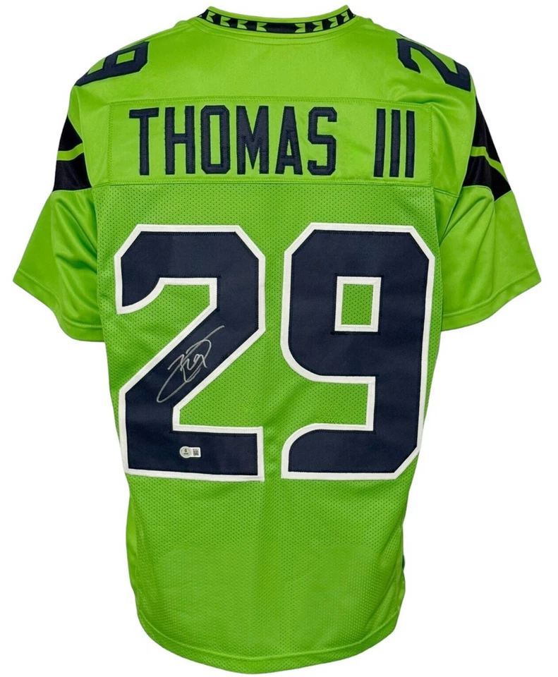 Camiseta deportiva verde autografiada estilo profesional de los Seattle Seahawks Earl Thomas II BAS auténtica... Foto 1 de 1