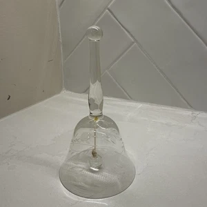 VTG Crystal 5” Bell With Etched Floral Design - Picture 1 of 11
