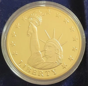2009 24k Gold Layered Statue of Liberty Proof Medal Coin Birth of Our Nation COA - Bild 1 von 6