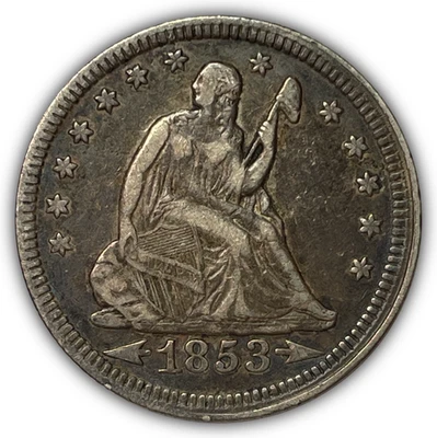1853 Arrows and Rays Seated Liberty Quarter Extremely Fine XF Coin #27301 - Image 1 of 3