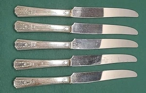 Set 5 coltelli placcati argento Lido anni '30 Wm A Rogers Oneida Ltd manico cavo - Foto 1 di 7