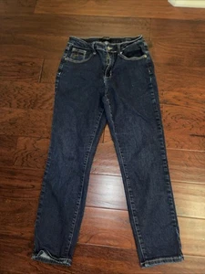 Pantalones de mezclilla Judy Blue para mujer mamá talla 7/28 azul lavado oscuro mezcla de algodón tiro alto elásticos - Imagen 1 de 5