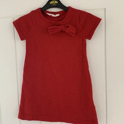  Vestido camiseta con lazo rojo para niñas, talla manga larga (3-4 años) Foto 1 de 4