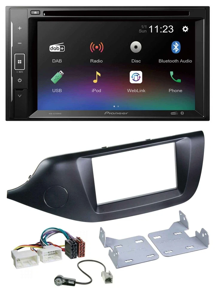 Pioneer Bluetooth MP3 USB 2DIN DAB DVD Autoradio für Kia Ceed (ab 12) schwarz - Bild 1 von 4
